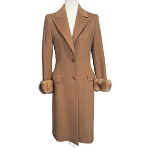Giuliana Teso Pure Cashmere Coat with Fur Cuffs Italian 40/US Small 4-6
